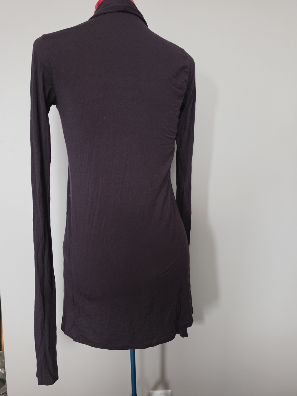 Draped Open-Front Cardigan Sweater - Deep Plum - Picture 4 of 6
